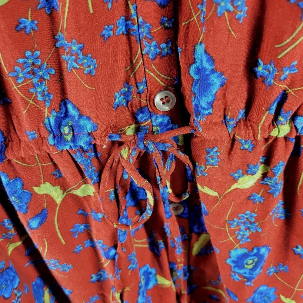 Free People Flower Fields Mini‎ Dress Womens M Smocked Floral Cottagecore